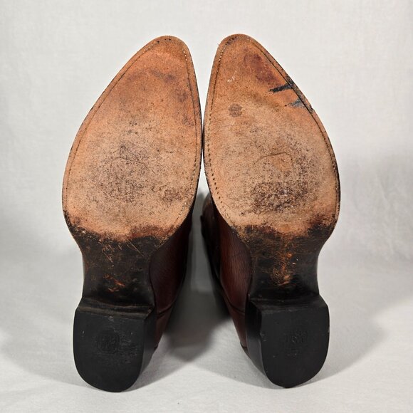 Vintage 1977 DAN POST Brown Leather Vegas Cut COWBOY Wingtip Boots Men Size 11D. - Picture 15 of 17
